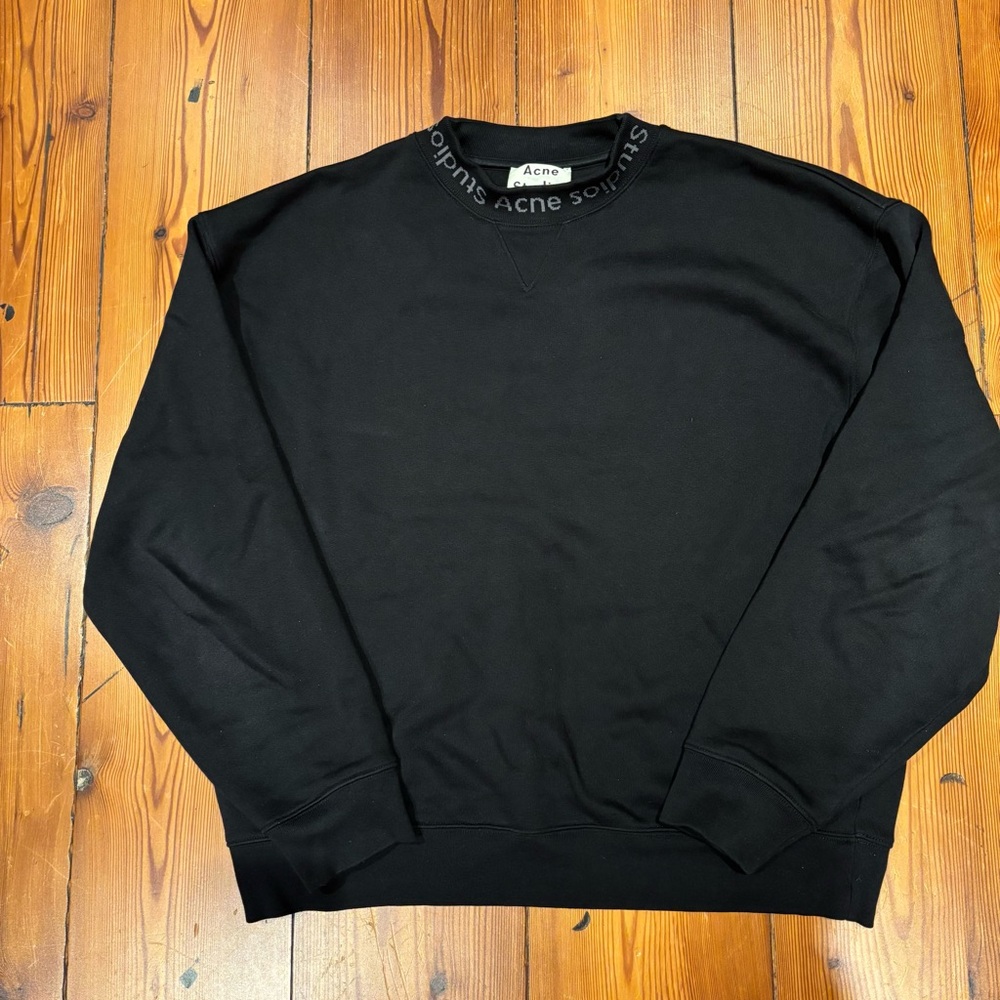 Acne Black Logo Crewneck Men's Sweater